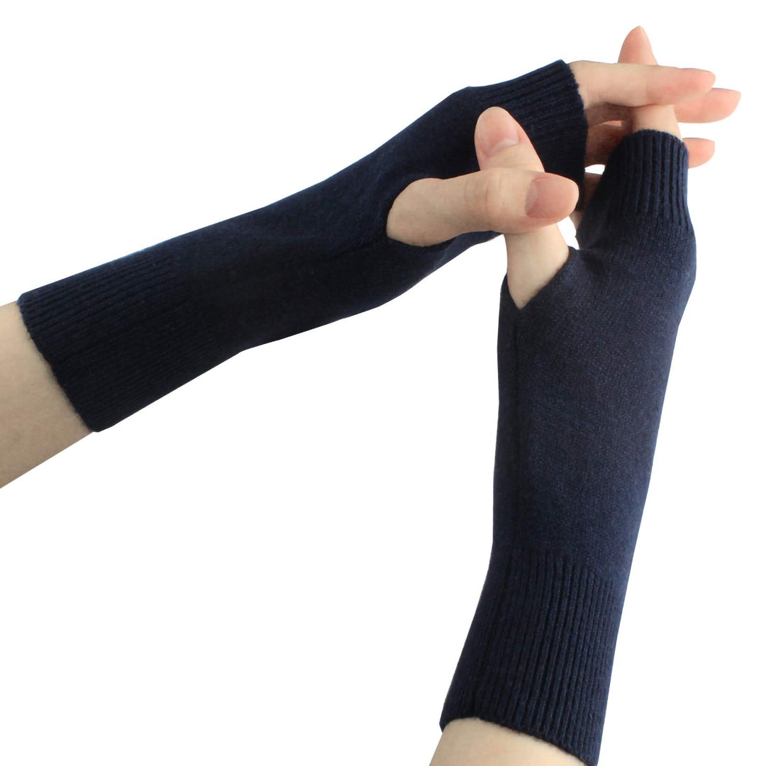 Larcele Kaschmir Handschuhe Fingerlose Fäustlinge Handwärmer für Damen BZST-02 Blau 4562, Blau 4562