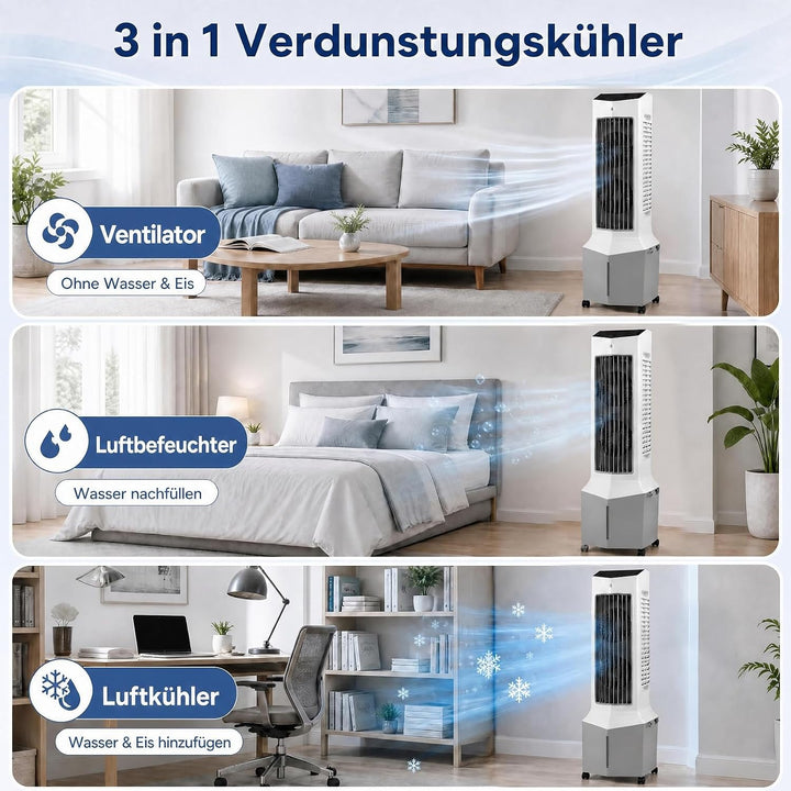 COSTWAY 12L Verdunstungskühler, mobiler Ventilator mit Fernbedienung