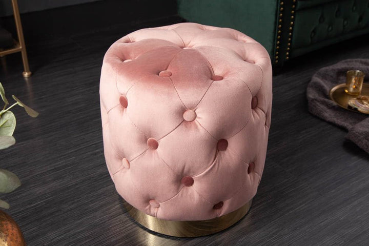 riess-ambiente.de Eleganter Hocker MODERN BAROCK 37cm Altrosa Gold Samt Sitzhocker Samthocker, Altro