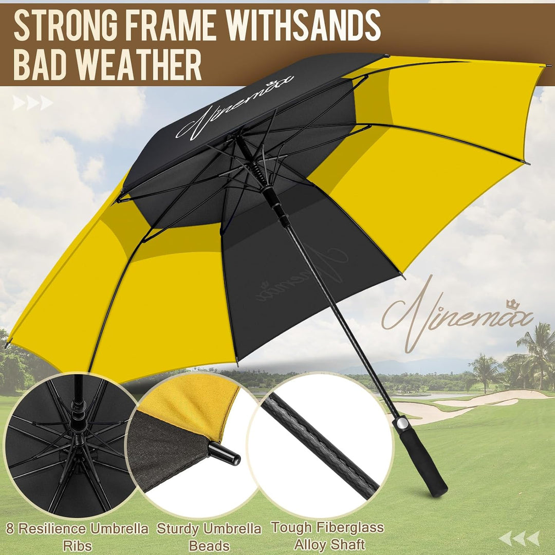 NINEMAX Golfschirm Gross Golf Regenschirm 62/68 Inch sturmfest Automatik Öffnen mit String Golf Rege