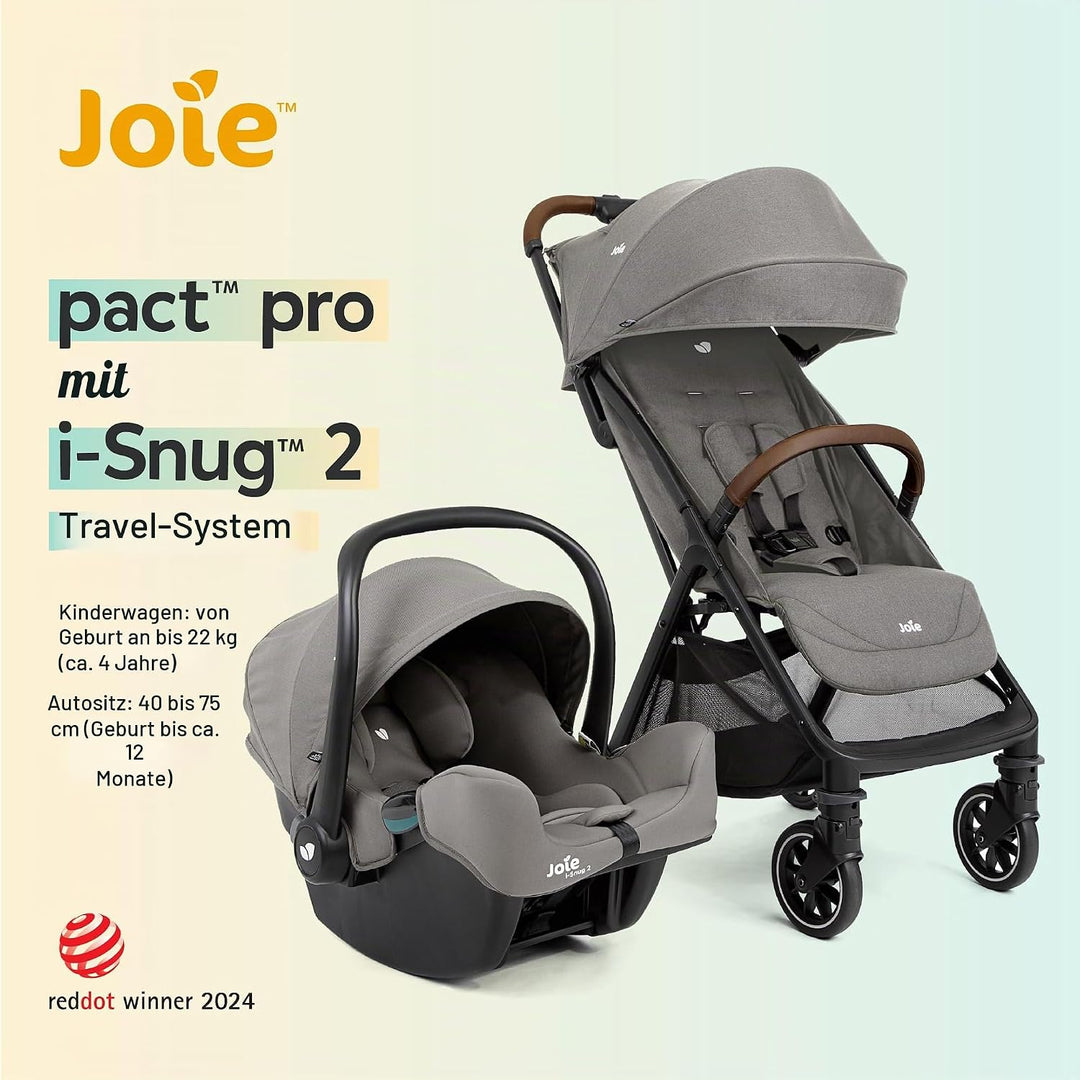 Joie Pact™ Pro Travel-System, Buggy + i-Snug™ 2 Babyschale, ab Geburt Pebble, Pebble