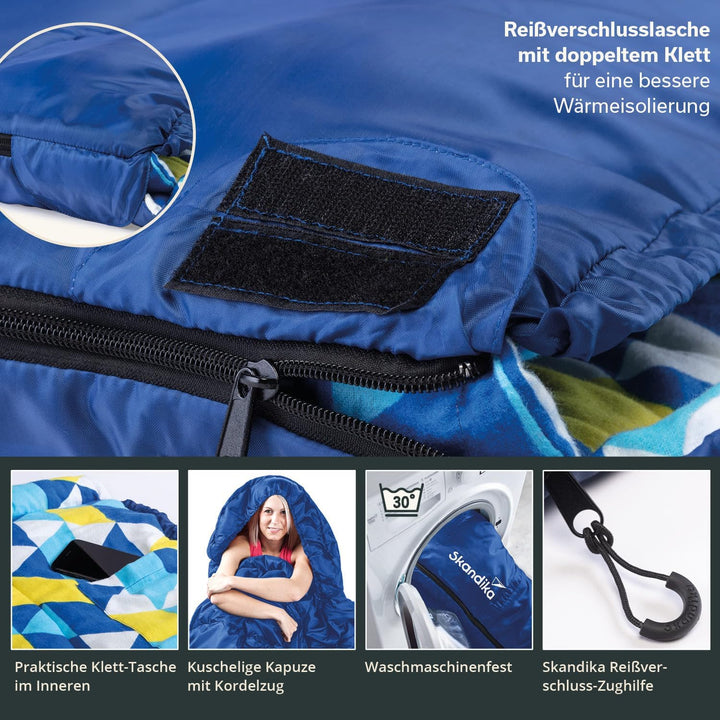 Skandika Schlafsack Vegas Flanell | XXL Mumienschlafsack mit Flanell Baumwoll oder Polycotton Innenf