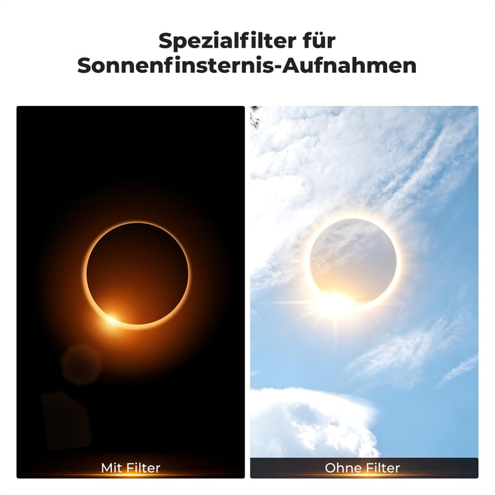 K&amp;F CONCEPT ND1000000 Sonnenfinsternis Handyfilter 58mm mit Universalclip 58mm ND 1000000, 58mm ND 1