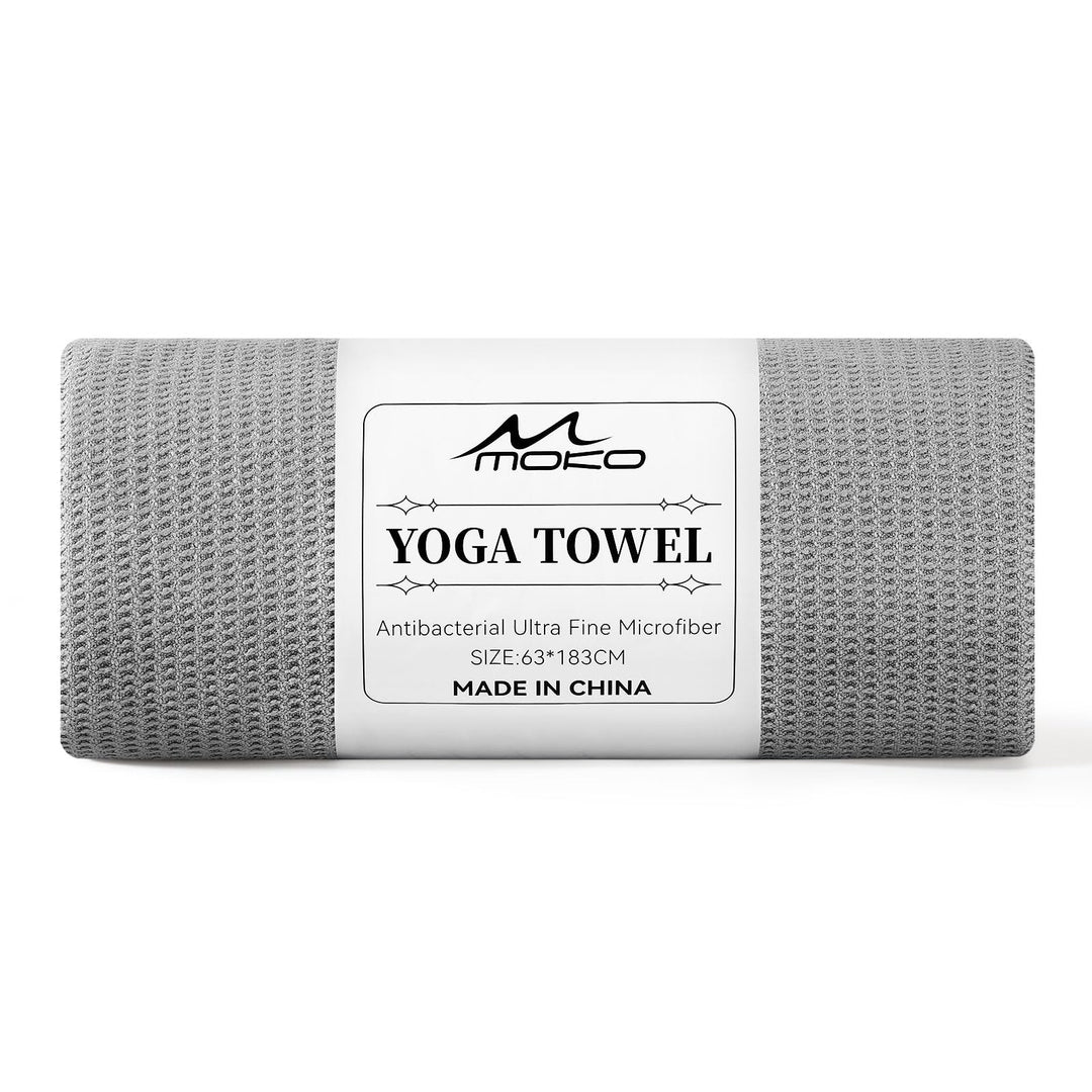 MoKo Yoga Handtuch rutschfest, Yoga Matten Handtuch mit Griffpunkten und Eckentaschen, 74,4"×27,3" Ü