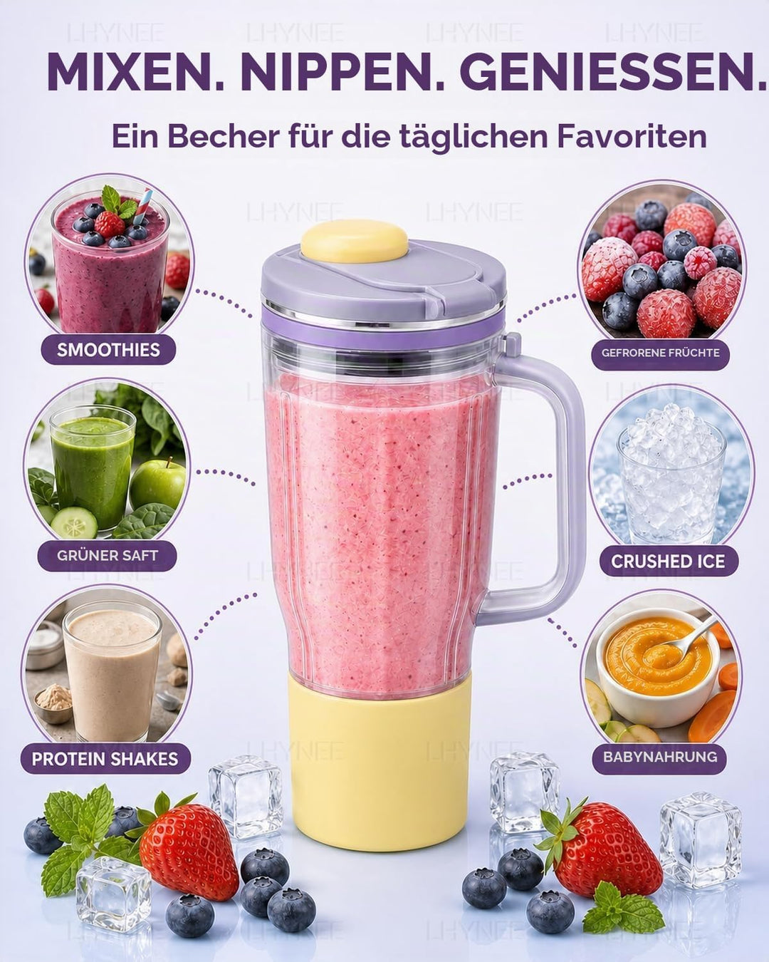 24 oz Ersatzbecher für Ninja BlendBOSS Mixer,Lila,Inkl.Zubehör, Lila