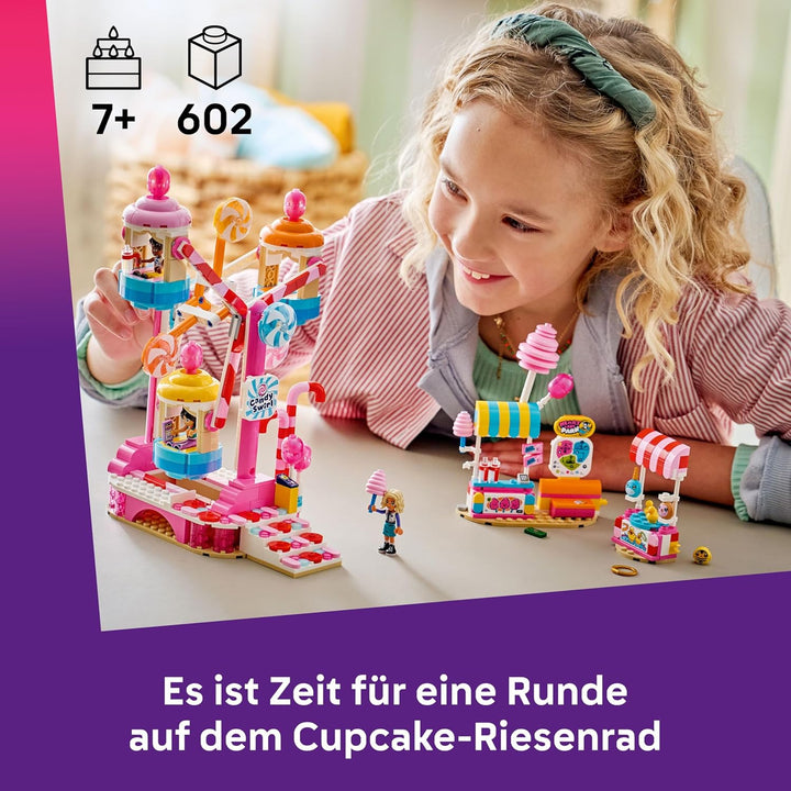 LEGO Friends Cupcake-Riesenrad - Interaktives Spielset mit Jahrmarktspielen, 3 Minifiguren &amp; Zubehör