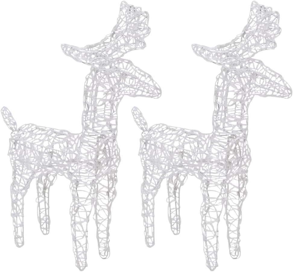 vidaXL Weihnachtsdekoration Rentiere mit Schlitten Beleuchtet Dekofigur Weihnachtsdeko Figur Weihnac
