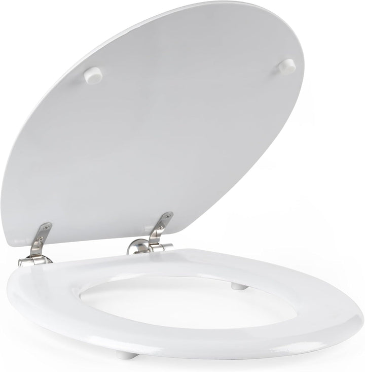 Beldray WC Sitz mit Absenkautomatik, Toilettensitz Holz Abnehmbar, Klodeckel Oval mit Soft Close 43c