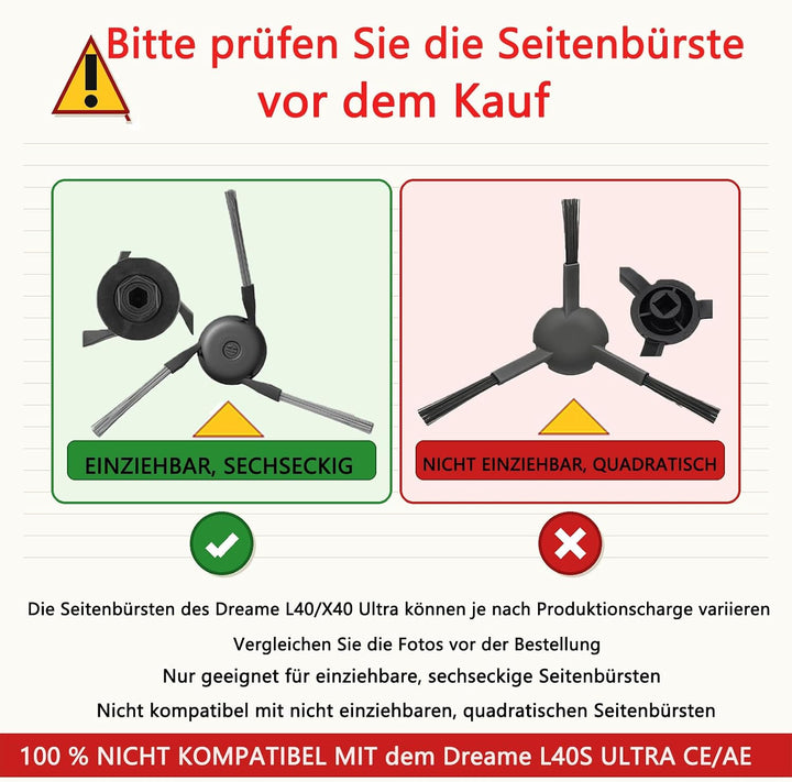 24 Stück Zubehörset für Dreame X40 Ultra / L40 Ultra / X40 Master / L10s Ultra Gen 3 / Mova P50 Pro