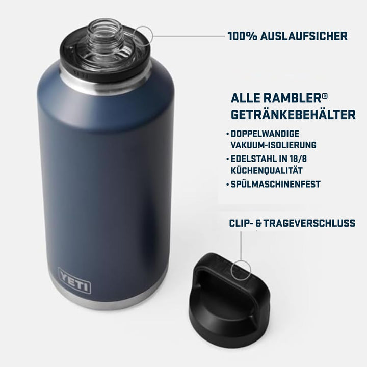 YETI Rambler Flasche Mit Chug-Verschluss, Black, 64 oz (1,9 L), Black