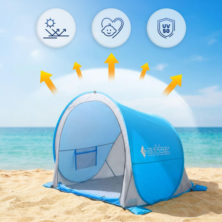 Strandmuschel Pop Up mit UV Schutz 50, Leicht zu Tragen Strandzelt, Koffertauglich, Strand Windschut