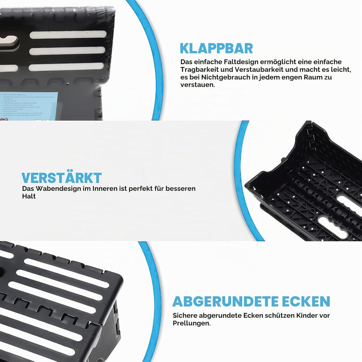 Rutschfester Klapphocker, Tritthocker |bis 100kg |38x22x13cm Tragbarer Faltbarer Aufstiegshilfer Hoc