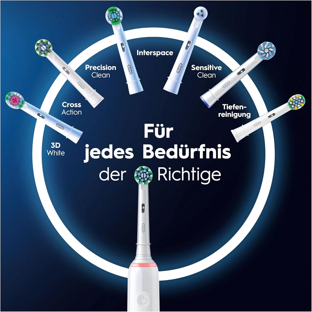 Oral-B PRO 3 3000 Elektrische Zahnbürste/Electric Toothbrush, 2 CrossAction Aufsteckbürsten, mit 3 P