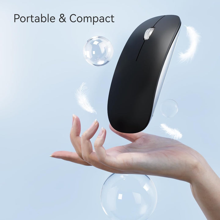 Uiosmuph Bluetooth Maus, Kabellose Maus mit USB-Nano-Empfänger, Tri-Mode (Dual Bluetooth 5.1 + 2.4GH