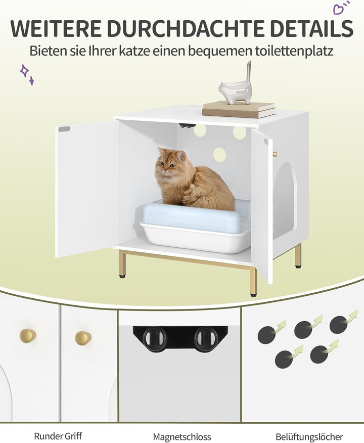 Hzuaneri Katzenschrank, Katzentoilette, Katzenklo Schrank, Katzenhaus mit Tür, Hölzerner Beistelltis