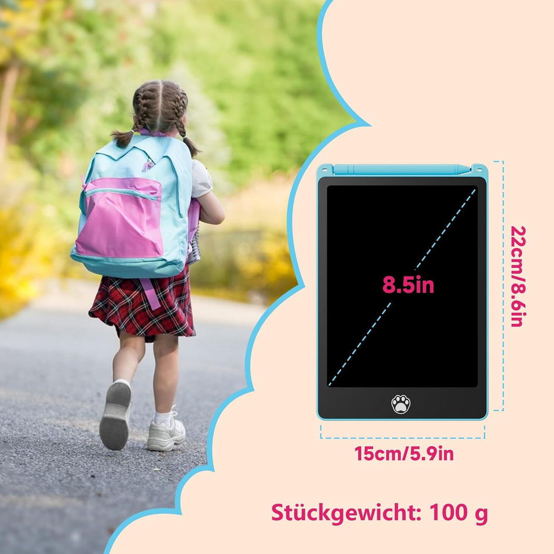 Zaubertafel 8.5 Zoll, 4 Stück LCD Schreibtafel für Kinder, Löschbar Abschliessbar Maltafel, Augensch