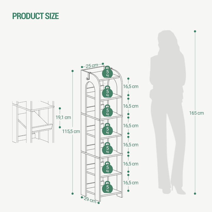 Hzuaneri Vertikales Schuhregal, 7 Ebenen Schmale Schuhregale, Holz-Schuh-Organizer Für Schrank, Eing