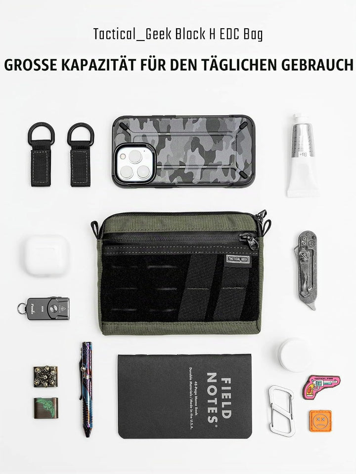 TACTICAL GEEK Block H EDC Tasche, Nylon Multifunktions Tasche, Mehrere Tragemöglichkeiten Tasche mit