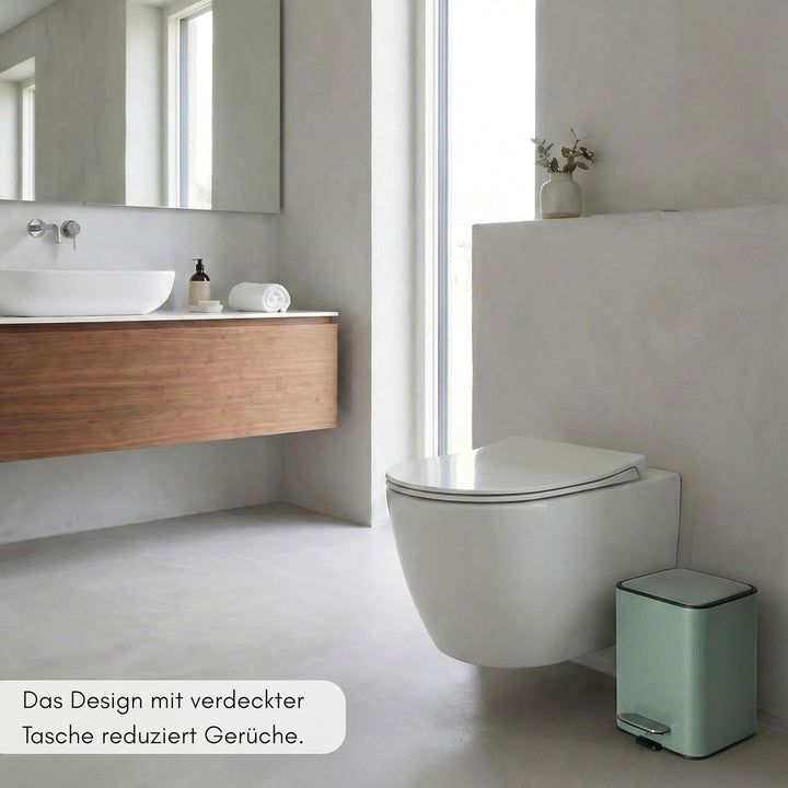 Erreke Badezimmer-Treteimer 3L, Grün, herausnehmbarer Inneneimer, Robust Sage Green, Sage Green