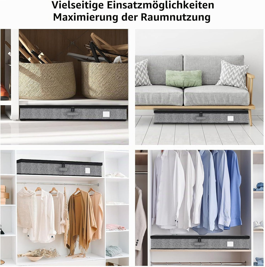 Fixwal Unterbett-Aufbewahrungsbehälter, unten 11,4 cm, niedriges Profil, Unterbett-Organizer, Kleide