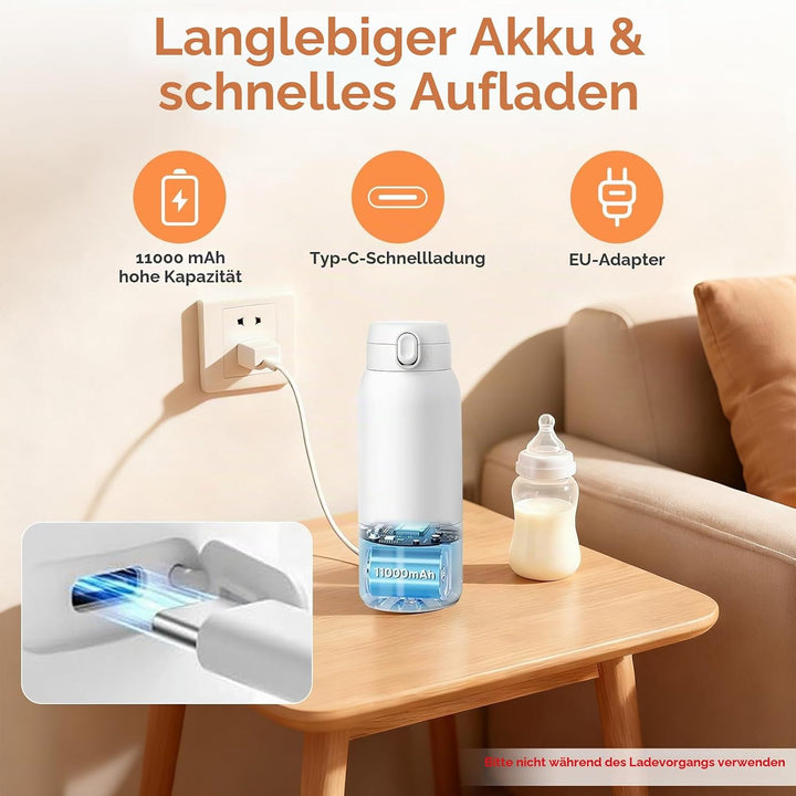 Tragbarer Flaschenwärmer Baby für Unterwegs, Zwei Heizmodi für Muttermilch und Wasser, Schnelles Auf