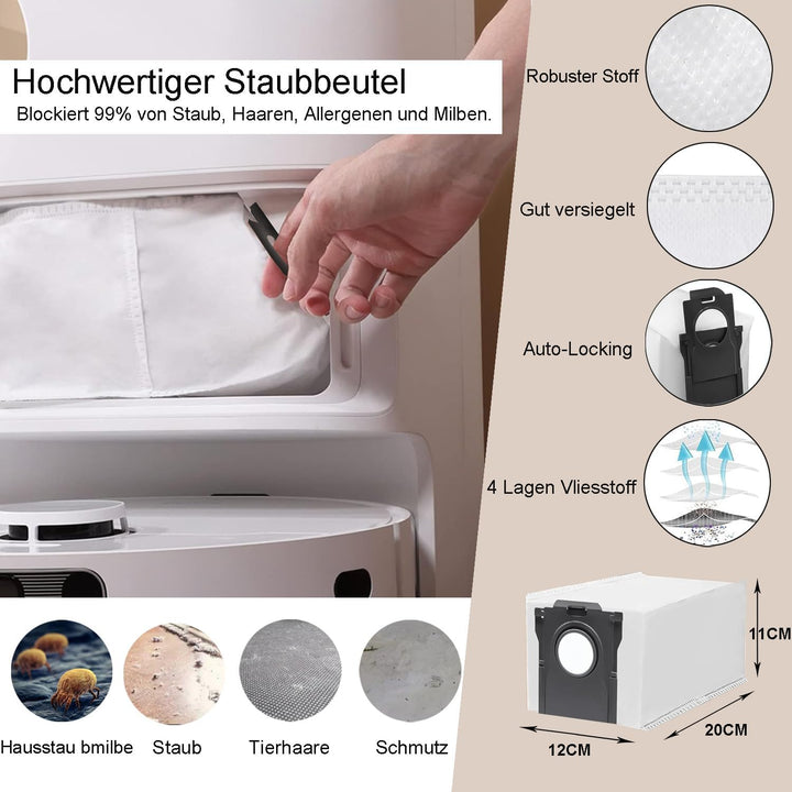 Zubehörset für Dreame L10s Pro Ultra Heat, JKOISL 2*Rollbürste 6*Staubbeutel 4*Mopp Wischtücher 6*Se