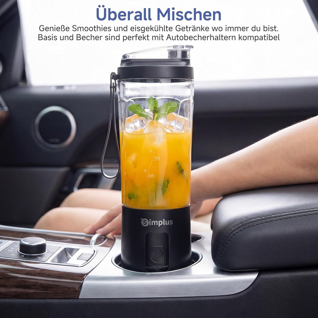 SIMPLUS Tragbarer Mixer 800ml Smoothie Maker To Go, USB-C Wiederaufladbarer Mini Standmixer, 6 Edels