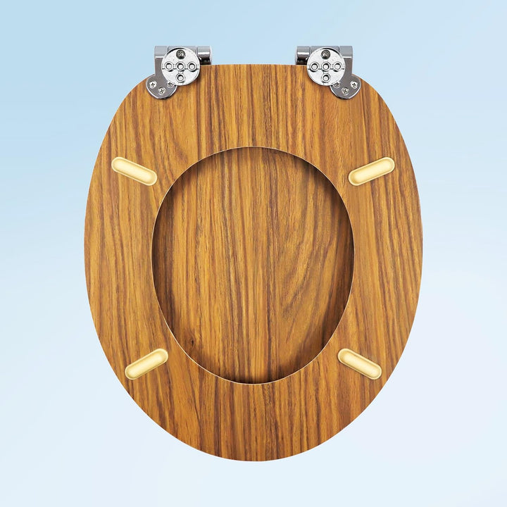 WC-Sitz mit Absenkautomatik, Toilettendeckel aus stabilem MDF-Holzkern, Verstellbare Scharniere aus