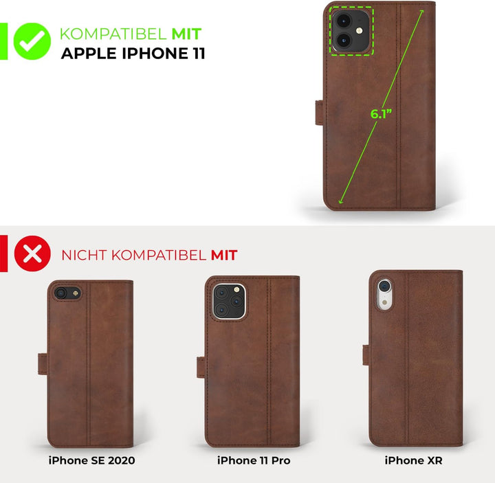 Snakehive iPhone 11 Hülle Leder | Stylische Handyhülle mit Kartenhalter &amp; Standfuss | Handyhülle Sch