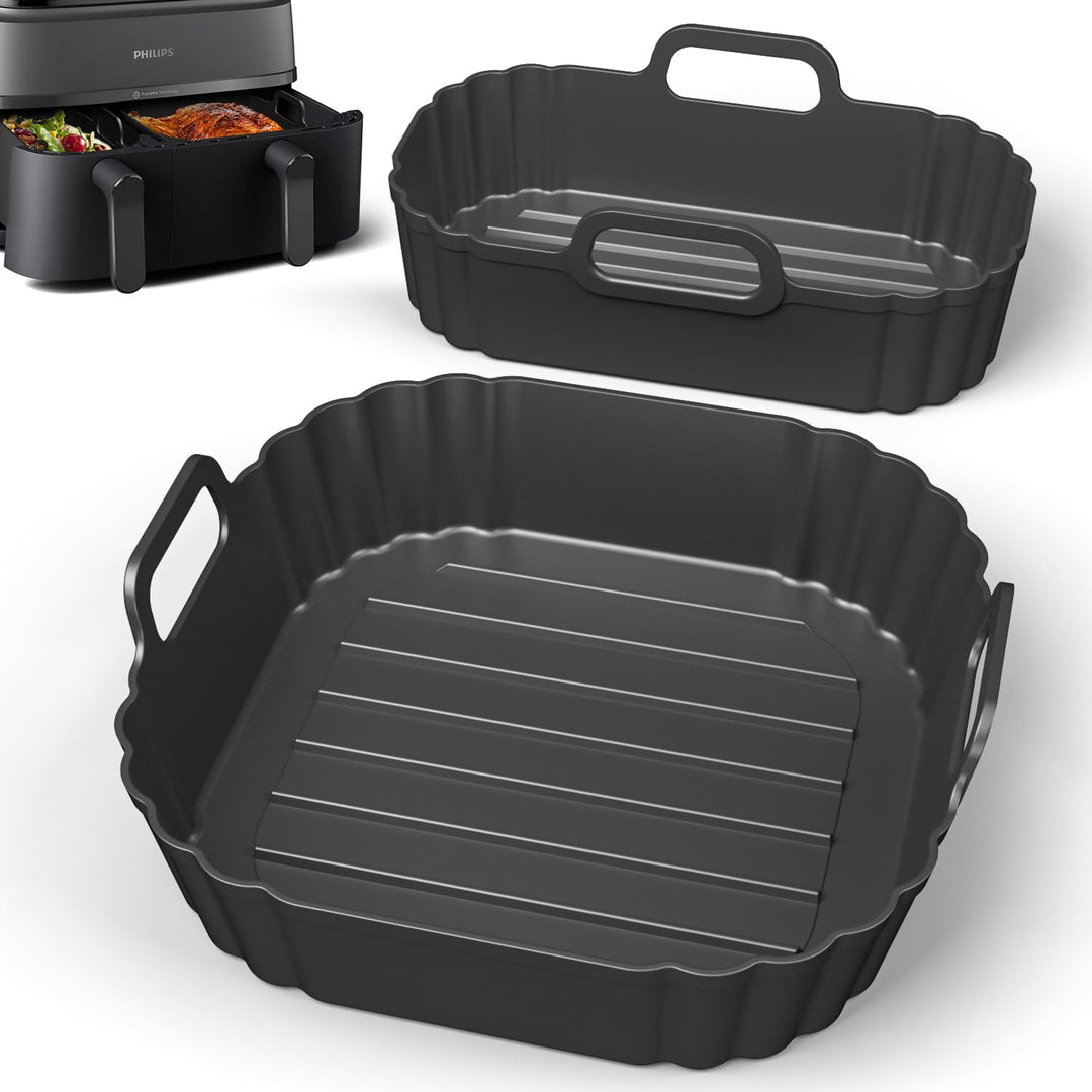 Silikonform Heissluftfritteuse Zubehör 2 Stück für Philips Dual Basket Airfryer 3000 5000 Serie 6L/3