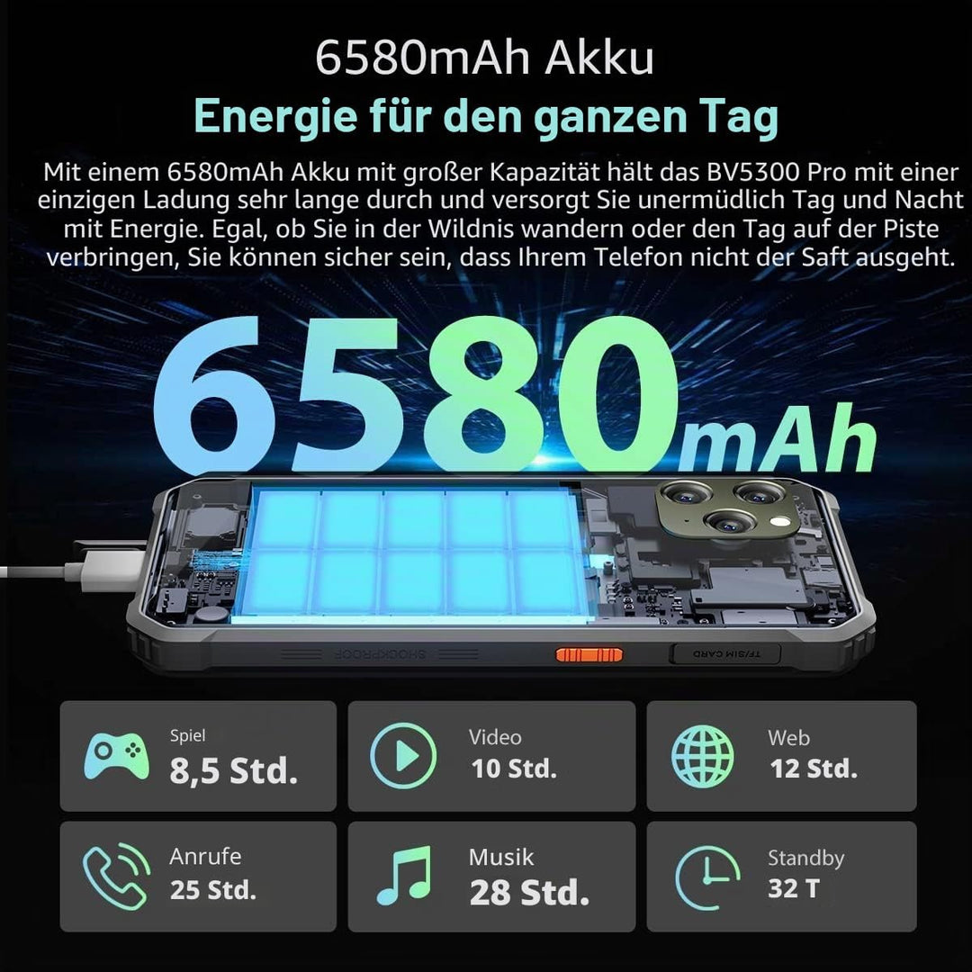 Blackview Outdoor Handy Ohne Vertrag BV5300 PRO, ArcSoft® 13MP+8MP, 7GB+64GB(1TB Erweiterung), 3 Kar