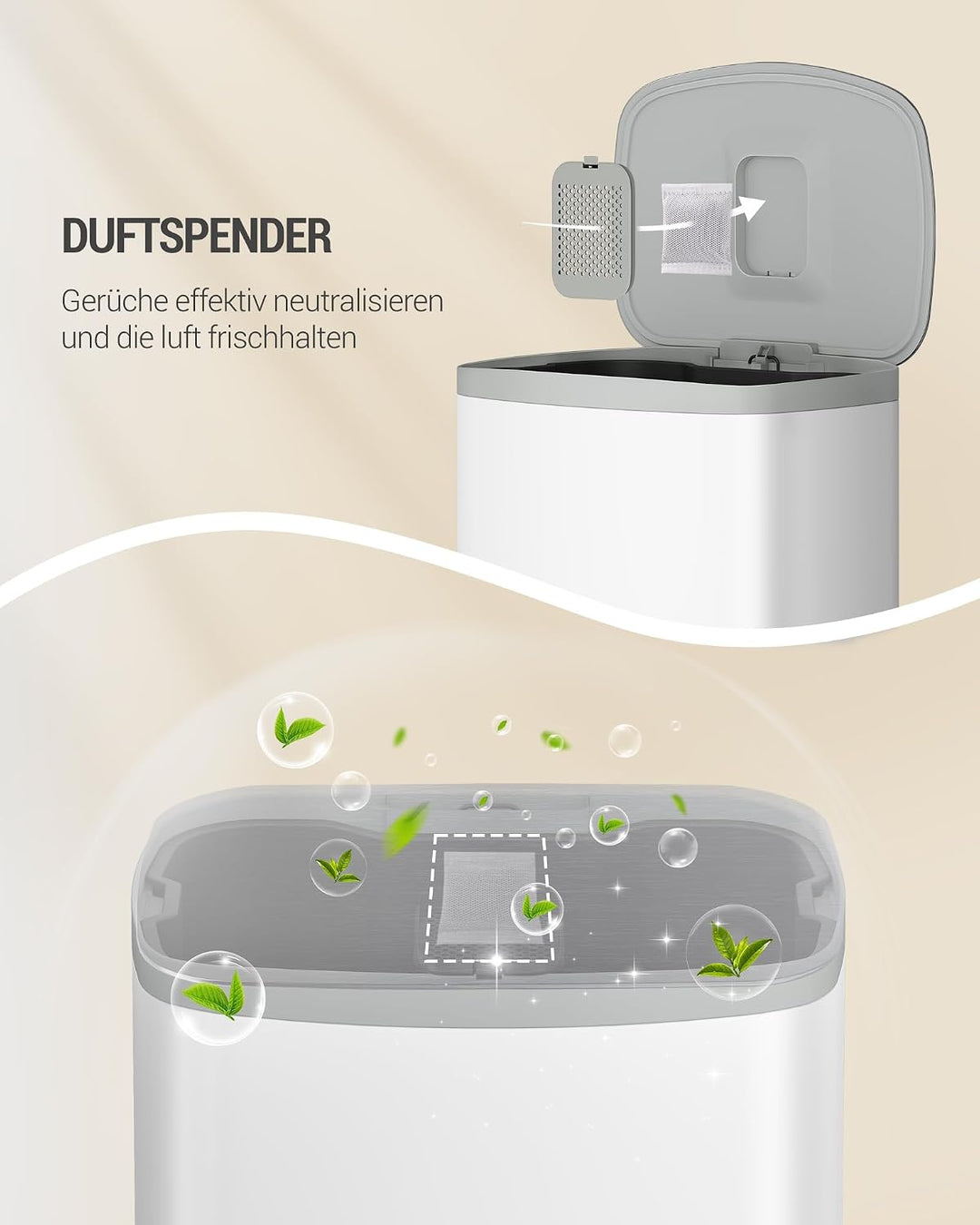 Hzuaneri Mülleimer Küche, 50 Liter Abfalleimer mit Tretpedal, Tretmülleimer mit Softclose-Deckel und