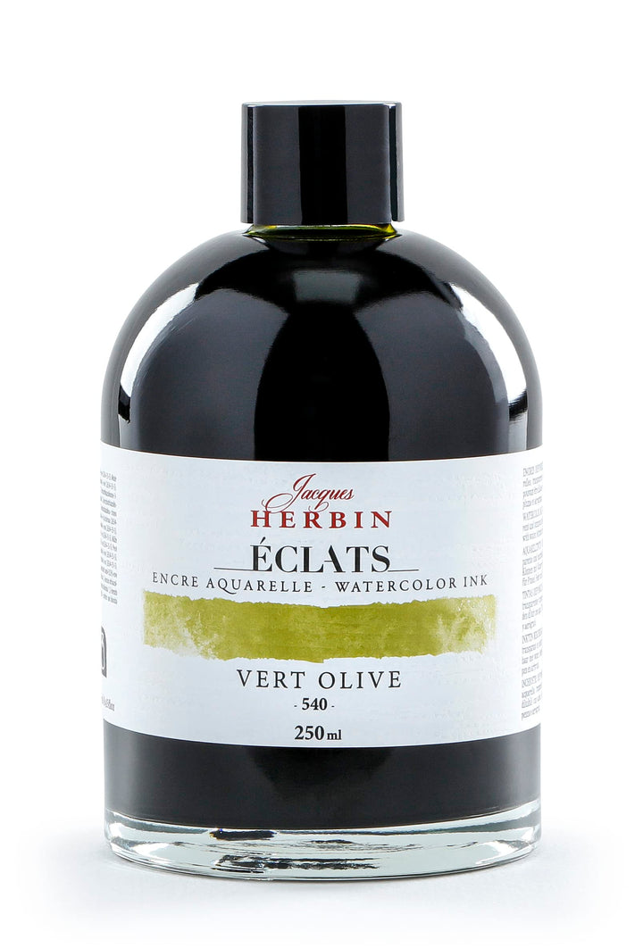 Jacques Herbin 18540TAMZ Tintenflakon Kalligraphie Aquarell 250ml Olivegrün Olivengrün 250 ml, Olive