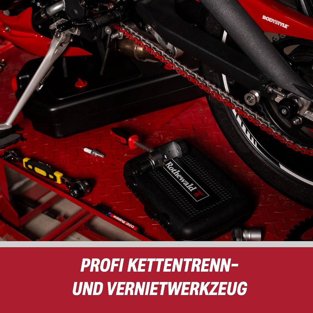 Rothewald Kettennieter Motorrad – Kettennietwerkzeug &amp; Kettentrenner für die meisten Motorrad-Antrie