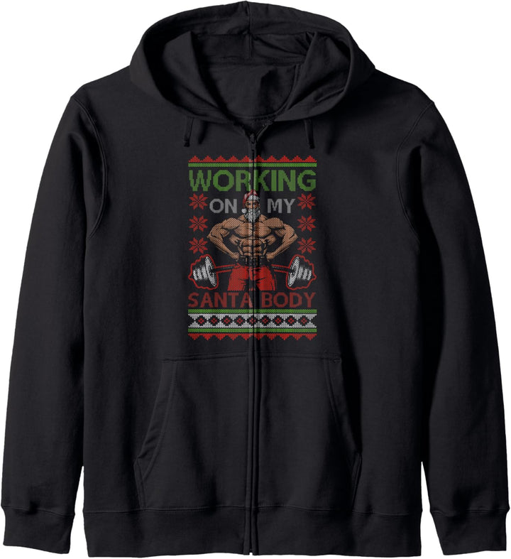 Ugly Christmas Gym Gewichtheber Santa Body Weihnachts Kapuzenjacke