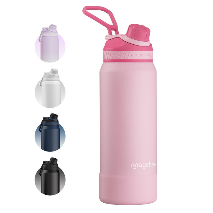magcheer Isolierte Edelstahl Trinkflasche 1L mit Griff | BPA-Frei &amp; Auslaufsichere Isolierte Thermos
