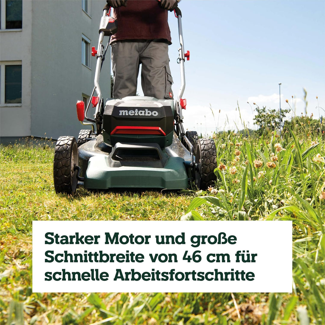 Metabo Akku-Rasenmäher mit Mulchfunktion RM 36-18 LTX BL 46 (601606650) für grosse Flächen im Garten