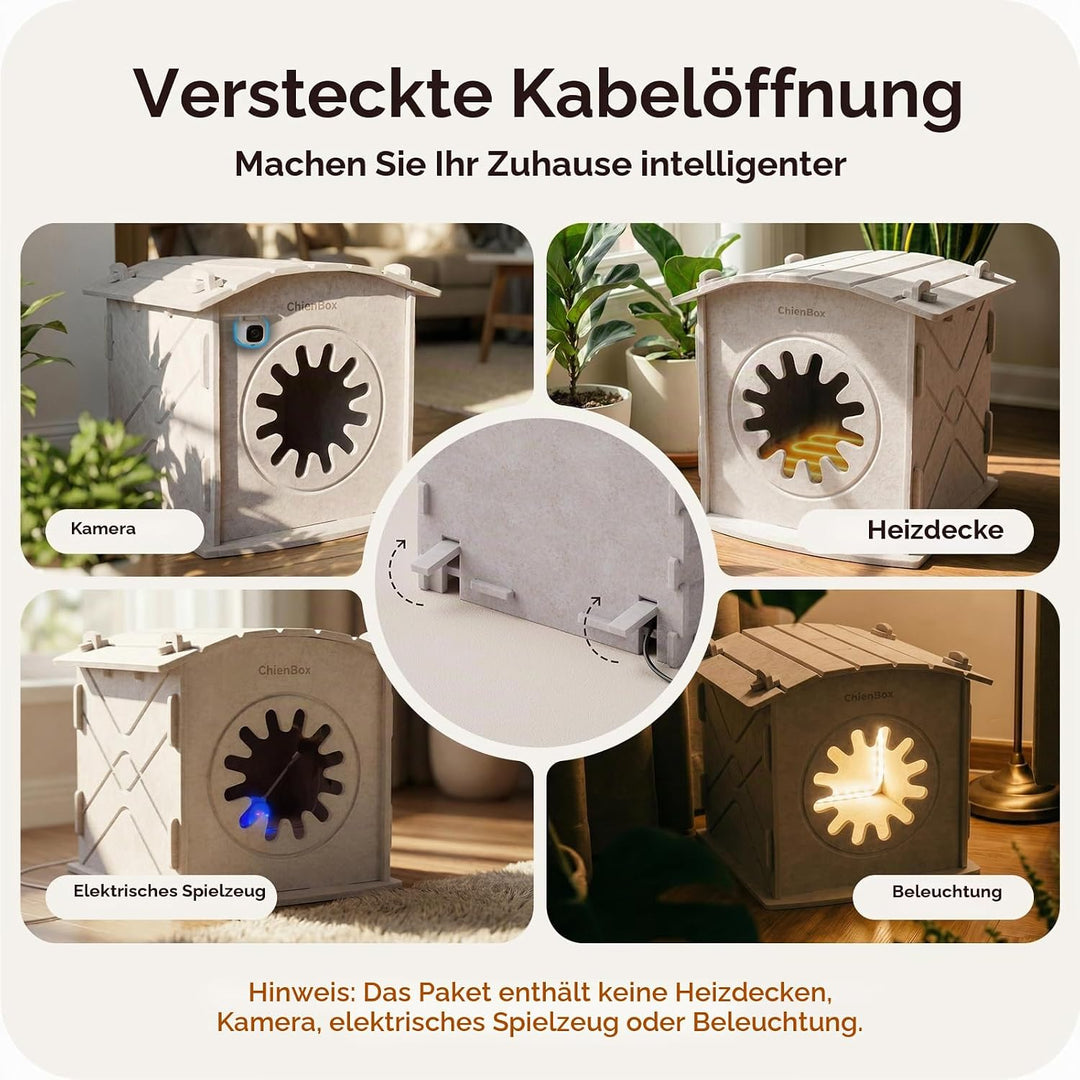 Katzenhöhle Filz: Gemütliches Katzenhaus Indoor, Katzenbett mit beruhigendem Kratzbogen, Robuste &amp; K