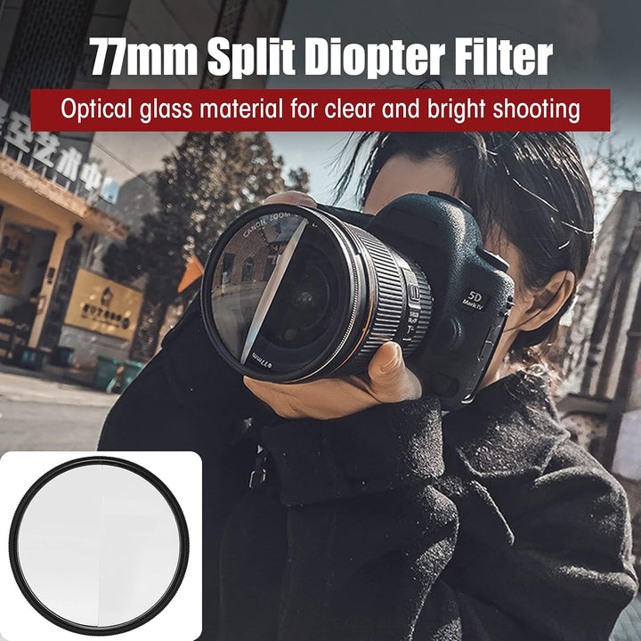 Shanrya Split-Dioptrien-Prisma, hohe Transparenz Split-Dioptrien-Filter 77 mm für die Kamerafotograf