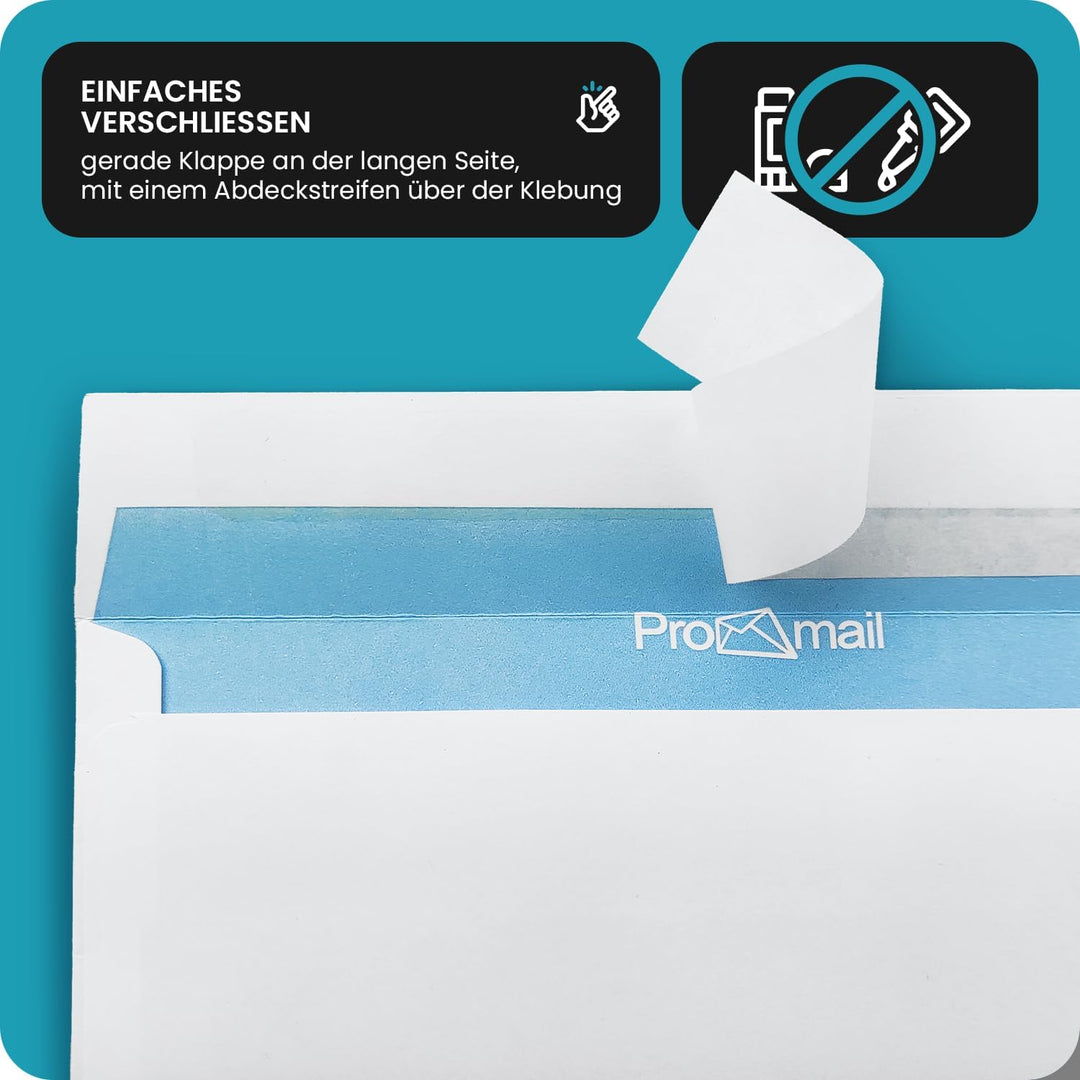 Netuno 200 Stück Briefumschläge DIN C6 &amp; DL (je 100) Weiss ohne Fenster 90 g/m² mit Innendruck Haftk