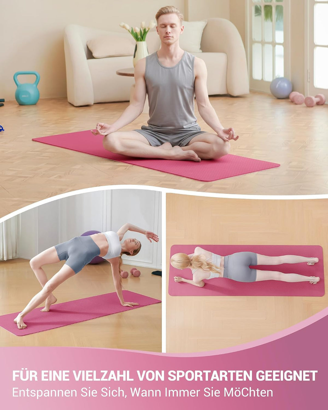 Good Nite Yogamatten Für Frauen Rutschfeste Strukturierte Oberflächen Gymnastikmatte Yoga Matte Dick