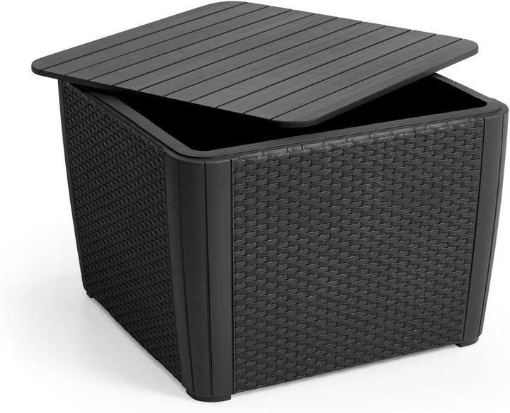 Allibert by Keter Gartentisch Luzon Plus flat wicker, graphit, Deckel abnehmbar, mit Stauraum, Kunst
