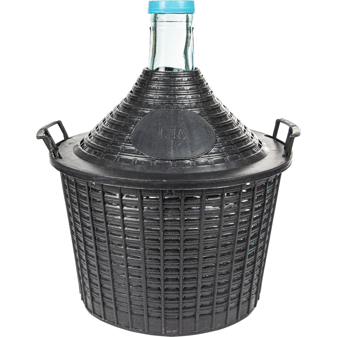 lilawelt24 Weinballon mit Korb Glasballon Gäreimer Gärballon Gärbehälter (Weinballon 10L), Weinballo