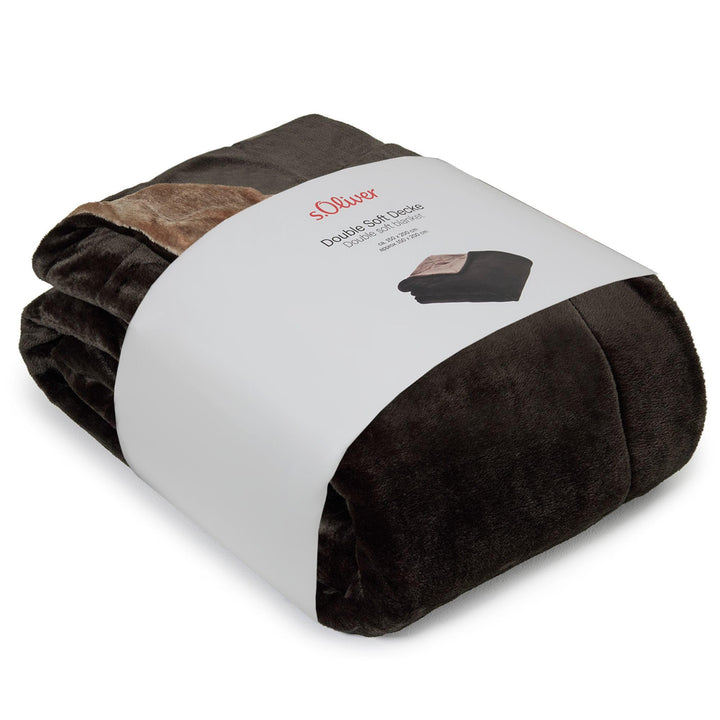 s.Oliver Doublesoft Kuscheldecke 150x200 - super kuschelig &amp; warm, Polyesterflausch Decke Dunkelbrau