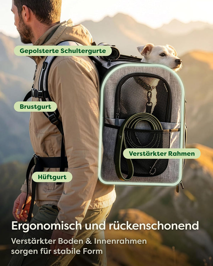 Knupis Katzenrucksack &amp; Hunderucksack bis 7kg - Leicht - Hellgrau, Hellgrau