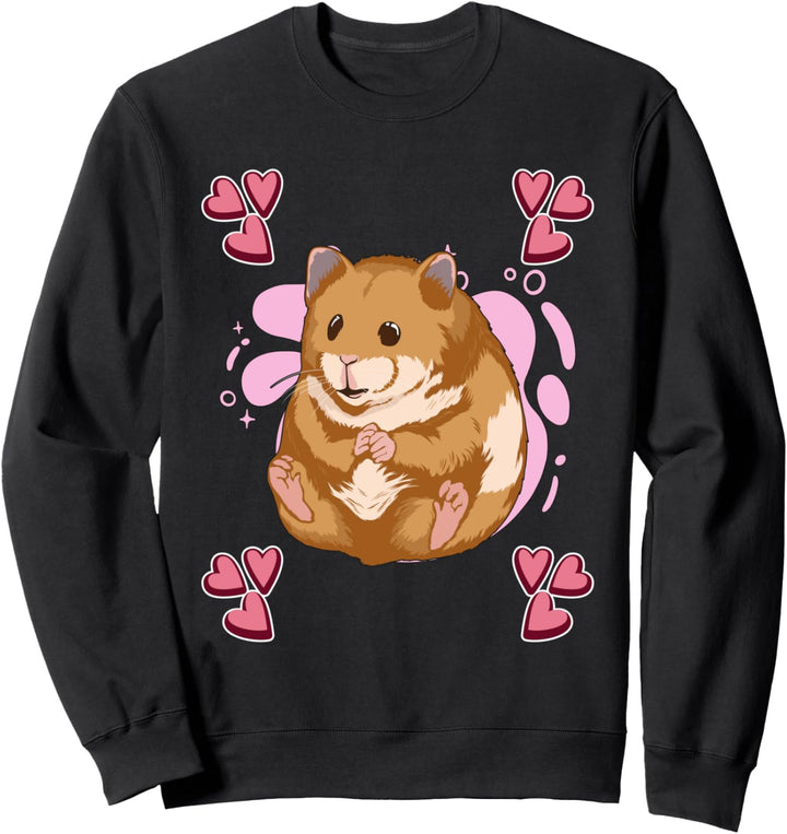 Pink Heart Design Hamster Hamster Sweatshirt