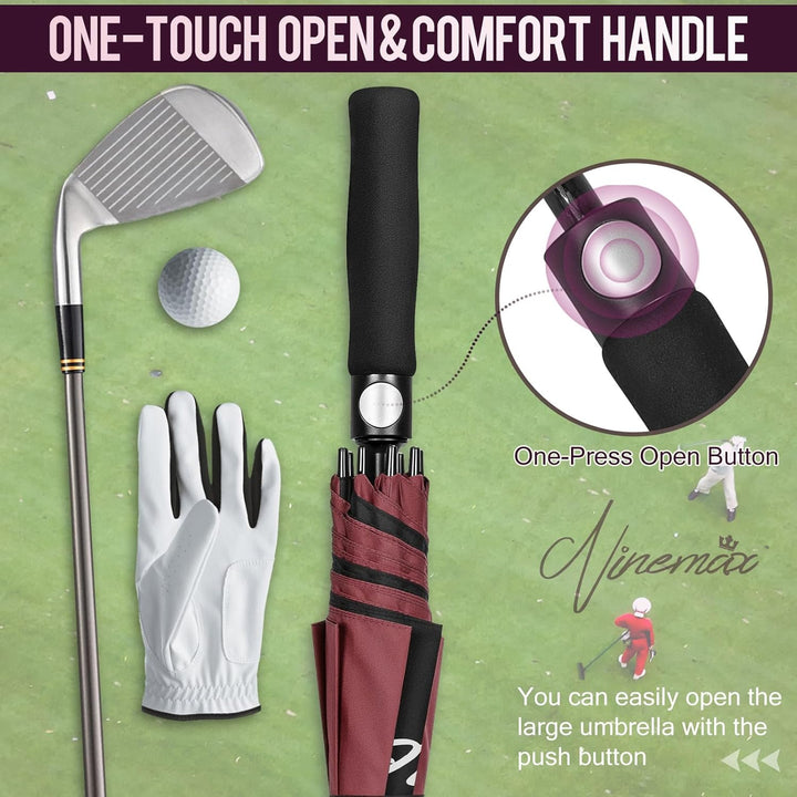 NINEMAX Golf Regenschirm Gross Sturmfest XL/XXL, Grosser Regenschirm Sturmfest Stabil, Golfschirm Gr