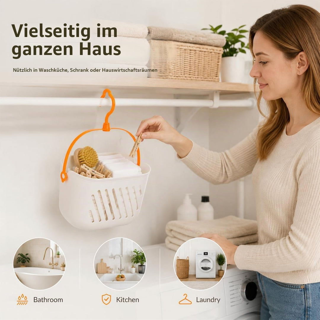 UKCOCO Duschkorb mit Haken: Multifunktionskorb Hängekorb - Kunststoff Hängende Duschkorb Tragbarer O