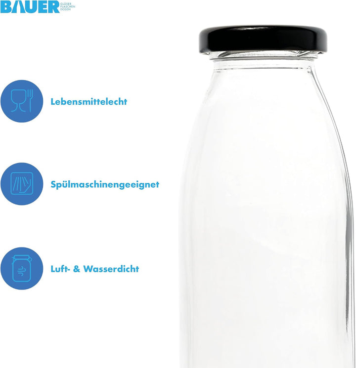 Flaschenbauer - 24 Leere Glasflaschen 250 ml mit Schraubverschluss TO43, 0,25 l in Schwarz – Zum Sel