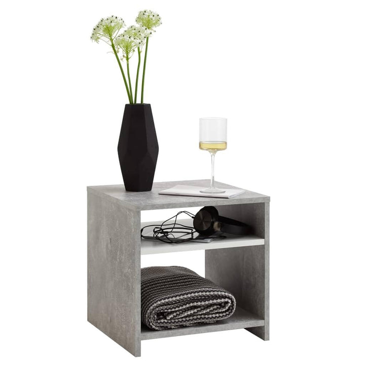 FMD Möbel, 653-001E Lund Beistelltisch, Grau / Weiss, Masse 40.0 x 40.0 x 40.0 cm (BHT) Extra Robust